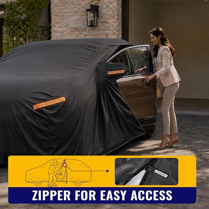 X AUTOHAUX Car Cover for Buick Enclave 2013-2024 210D-PU Outdoor Full Car Cover All Weather with Door Zipper for Waterproof Windproof Sun Rain Snow Protection