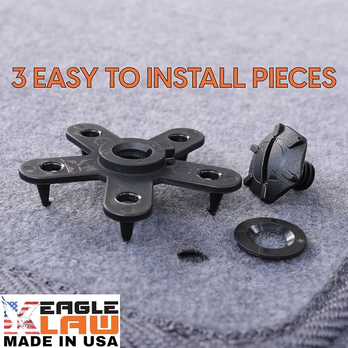 Eagle Klaw 2.0 Floor Mat Clips (8 Sets) for Car Mats and Floor Liners - Made in USA Car Accessories - Grey - 4 Car Floor Mats kit + 3/8" Cutter
