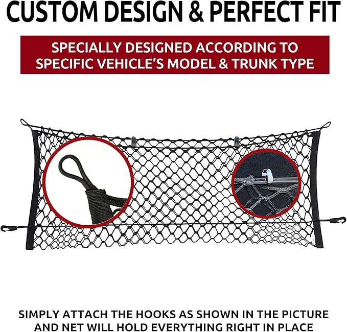 Trunk Envelope Style Mesh Cargo Net for Toyota RAV4 Rav4 Hybrid Prime 2019-2025 - Car Accessories - Premium Trunk Organizer and Storage - Vehicle Carrier Organizer for Toyota RAV4