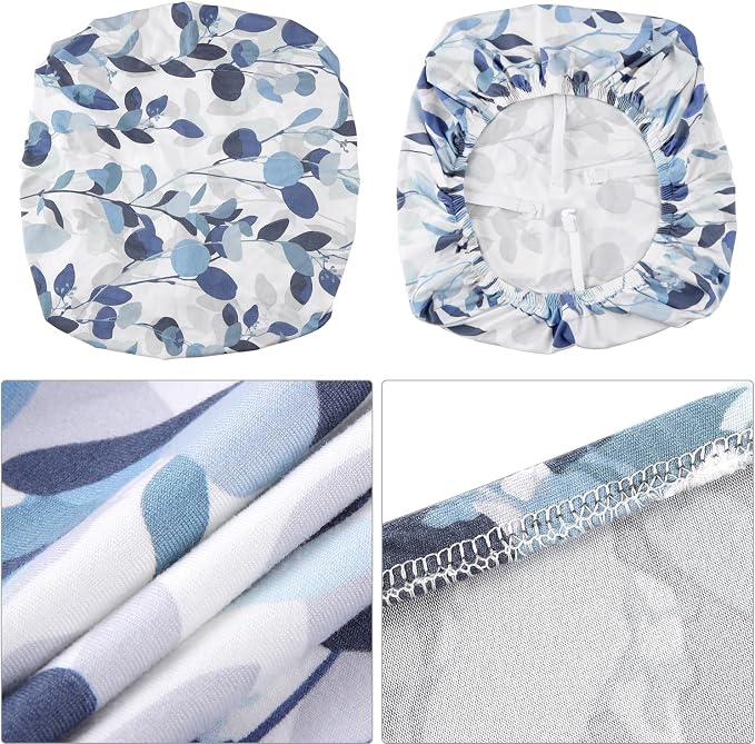 Fuloon Stretch Seat Cushion Covers 4 PCS, Washable Chair Seat Slipcover Print Chair Cover Dining Room for Hotel, Ceremony, Banquet Wedding Party (F-Grey Blue, 4)