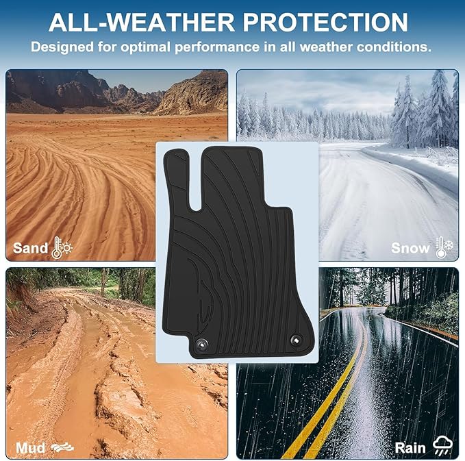 Floor Mats Custom Fit for Mercedes-Benz C Class Sedan 2015-2021 C180 C200 C250 C300 C350(e) C400 C43 AMG C450 C63 W205 Rubber Full Black Auto Floor Mats All Weather Heavy Duty