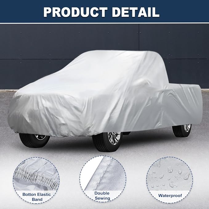 ACROPIX 180T Gray Car Cover Waterproof All Weather Full Exterior Cover Rain Hail Sun Protector Car Cover Fit for Truck Length Up to 260 Inch - Pack of 1