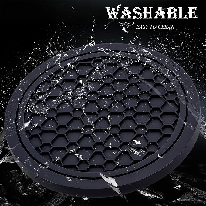 4-Piece Anti-Slip Car Cup Coaster Set – 2.75 Inch Auto Insert Drink Mats, Perfect for Coffee & Beverages – Stylish Interior Decor for Women & Girls (Black)