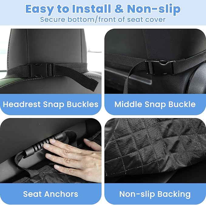 ELONGRIVER Dog Car Seat Covers, Waterproof Front Seat Cover for Dogs, Scratch-Proof, Nonslip Pet Passenger Seat Cover Protector, Universal Fit for Cars Trucks SUVs, Standard Size, Khaki
