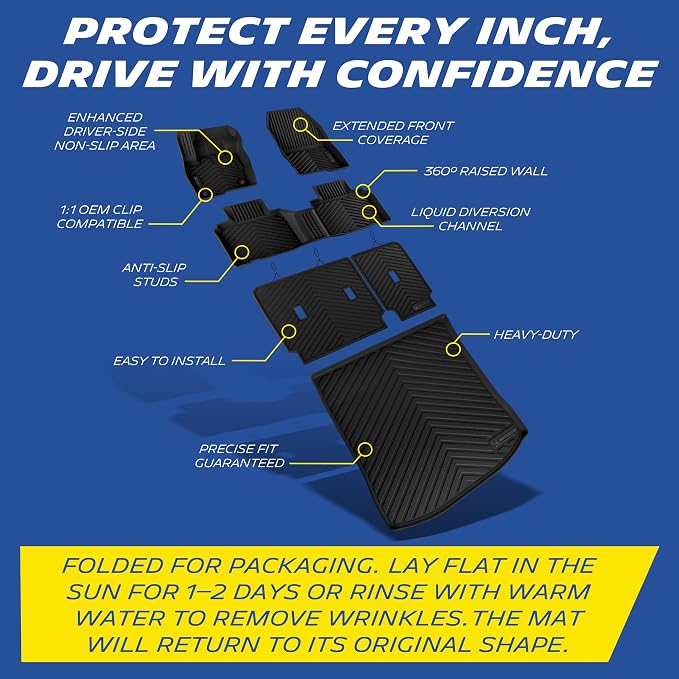 Michelin Vehicle Mats, All-Weather TPE Custom Fit Liner for 2015-2024 Ford Edge (6 Piece), Premier