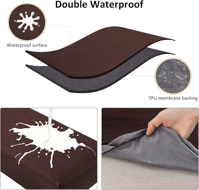 Fuloon Waterproof Dining Bench Cover, Removable Bench Slipcover Washable Bench Seat Protector Cover for Living Room, Bedroom, Kitchen (Chocolate)