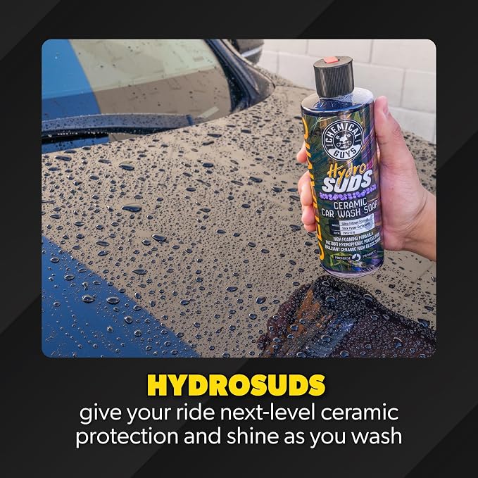 Chemical Guys, HydroSuds Ceramic High Foaming Car Wash Soap, Berry, 16 oz | Ceramic polymers add gloss and water beading, thick foam for cannons, guns or buckets, sweet berry scent
