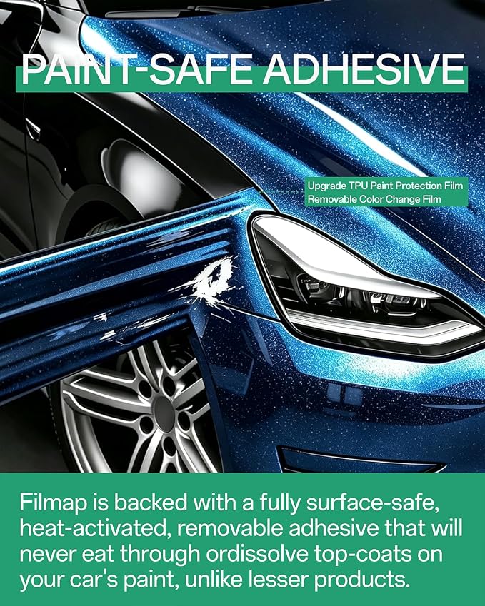 PPF, Dry Apply TPU PPF Vinyl Car Wrap Roll 1ft x 5ft, Paint Protection Vinyl Film (Gloss Cosmic Blue)