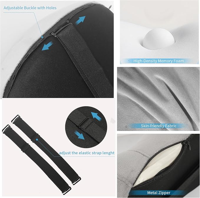 Car Neck Pillow Adjustable Up and Down Style 2 Pack,Car Headrest Pillow for Neck Support Relieves Driving Fatigue, Soft Memory Form and Ergonomic Design Fits Most Heights and Car Seats (Gary)
