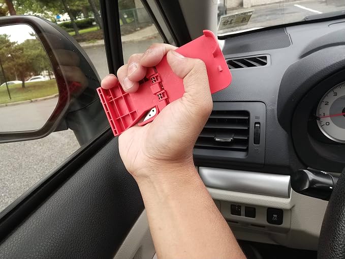 General Tools 3-in-1 Car Emergency Escape Tool #7904-BL-Q Clips to the Seatbelt for Quick Access in an Emergency - Window Glass Breaker, Safety Hammer, Seatbelt Cutter, LED Light, 3 Pack, Blue
