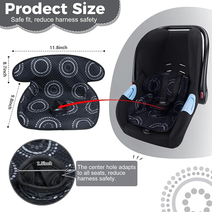 Car Seat Potty Training Protector, Piddle Pad with 360° Leak-Proof 3D Edge & Anti-Slip, Waterproof Machine Washable Liner for Baby Toddler Carseat, Stroller (Black, 2PC)