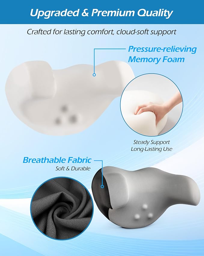 Lofty Aim 2 Pack Car Neck Pillow, Car Headrest Pillow | Ergonomic Memory Foam Headrest Pillow for Driving, Adjustable Neck Support Cushion, Head Rest Pillows for Car Seat, Gray