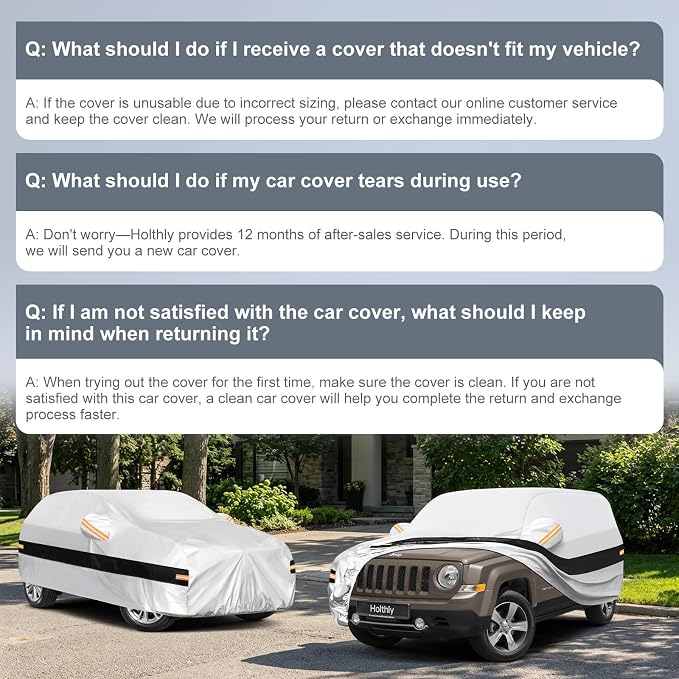 10 Layers SUV Car Cover Custom Fit for Jeep Patriot (2006-2017), Waterproof All Weather for Automobiles, Outdoor Full Cover Sun Dust Rain Protection with Cotton. Silver