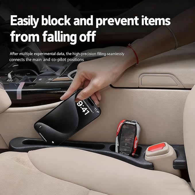 Car Seat Gap Filler Set of 2, Car Seat Gap Organizer with Phone Holder, Seat Side Gap Plug Storage Box, Universal Fit for Cars SUVs & Trucks, Auto Interior Accessories