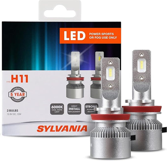 Sylvania H11 LED Powersport Headlight Bulbs for Off-Road Use or Fog Lights - 2 Pack