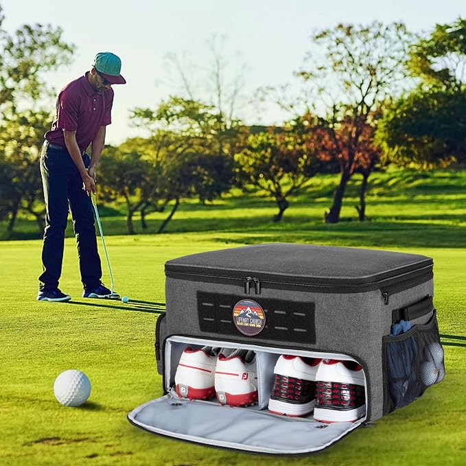GOBUROS Golf Trunk Organizers for Car Truck SUV, Golf Storage Bag for Men | Golf Car Locker Organizer with Compartment for Shoes Up to US Mens 16, Golf Shoe Bag for Balls Tees Glove Accessories
