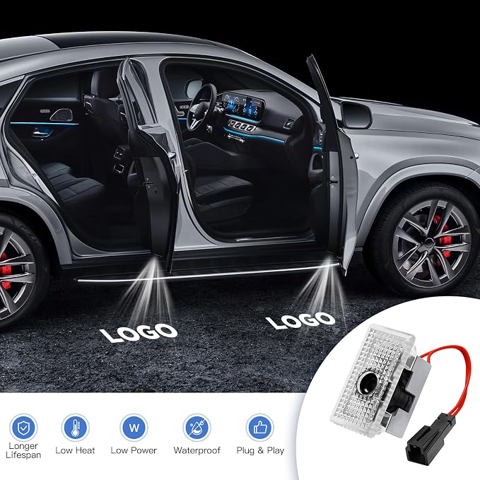 Car Door Lights Logo Projector - [4 Pack] 4K HD Puddle Lights for Model 3/Model Y/Model S/Model X, NOT Fit Cybertruck