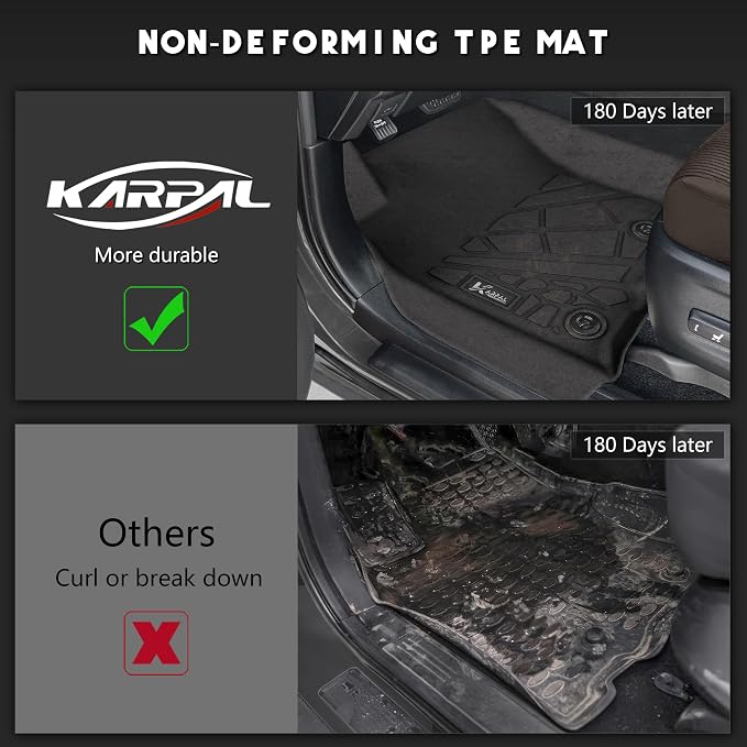 KARPAL Floor Mats for Toyota 4Runner 2013-2024 (NOT fit 2025) & Lexus GX460 2014-2023 (NOT for 2025), Custom Fit All Weather TPE Floor Liners, 1st & 2nd Row Mat, 4Runner Accessories