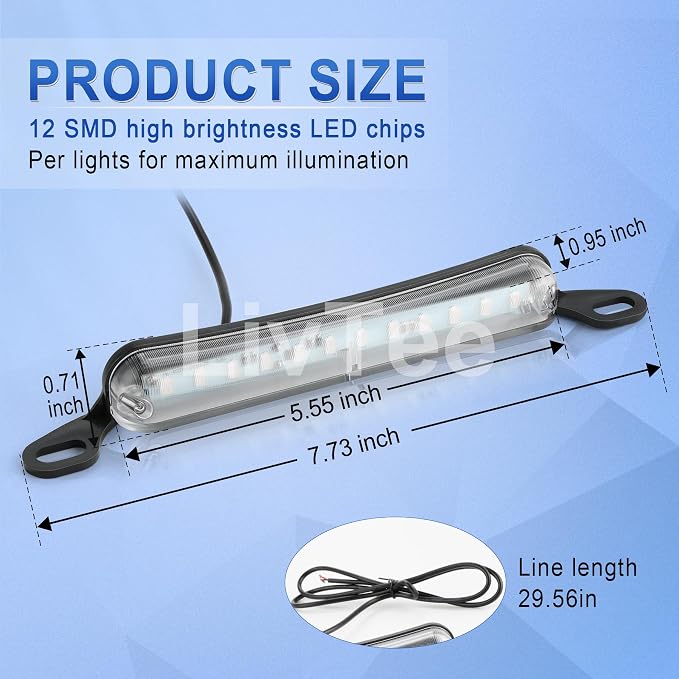 LivTee License Plate Light, Extremely Bright LED License Plate Lights Assembly for Trailer UTV ATV Truck RV Boat, Blue
