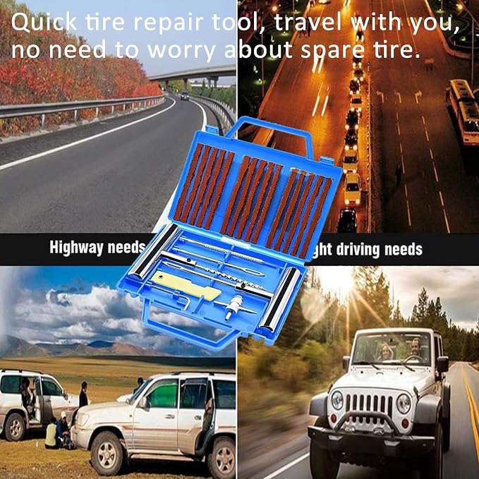 Tire Repair Kit,Heavy Duty Tire Plug Kit 23 Pcs, with Universal Tire Patch Kit to Plug Flats for Car, Truck, RV, SUV, ATV, Motorcycle, Tractor, Trailer. Flat Tire Puncture Repair Kit