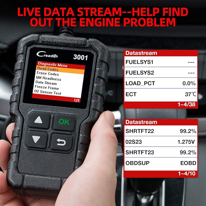LAUNCH Creader 3001 OBD2 Scanner-2025 Upgrade Ver. Engine Fault Code Reader,Support O2 Sensor,Lifetime Free Update,Scanner for All OBDII Protocol Cars Since 1996