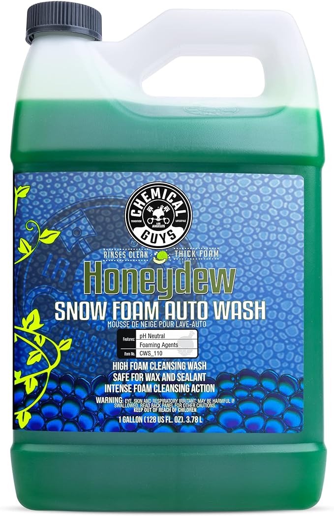 Chemical Guys, Honeydew Snow Foam Car Wash Soap for Foam Cannons, 1 Gallon | High-foaming pH-balanced suds for cannons, guns or buckets, gentle on wax and coatings, fresh honeydew scent