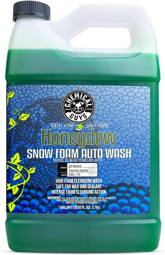 Chemical Guys, Honeydew Snow Foam Car Wash Soap for Foam Cannons, 1 Gallon | High-foaming pH-balanced suds for cannons, guns or buckets, gentle on wax and coatings, fresh honeydew scent