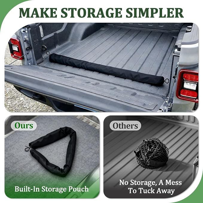 3-Layer Cargo Net for Chevrolet Silverado, GMC Sierra 1500/2500HD/3500HD 2019-2026, Truck Bed Net Organizer with Zipper Bag, Heavy Duty Oxford Storage Net for Groceries with Carabiners