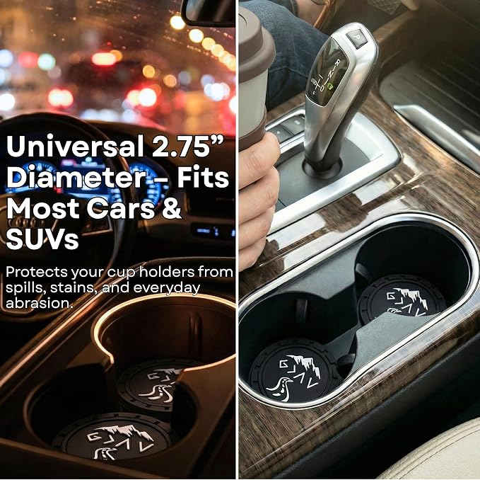 Lusinus Car Cup Holder Coasters 2 Pack, Christian Bible Verse Car Coasters 2.75", Non-Slip Car Interior Accessories, Religious Faith Gifts for Women Men Christmas Stocking Stuffers