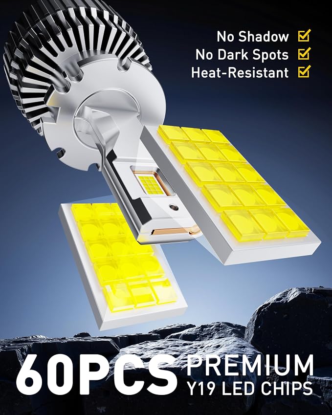 AUXITO D2S Bulbs, 30000LM 6500K Cool White, Direct Replacement D2S/D2R Light Bulbs with Cooling Fan, Plug and Play CANbus Ready No Flicker, Pack of 2