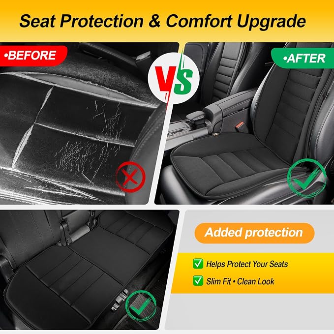 kingphenix 5-Piece Car Seat Cushion Set with Back Support | Full Back Support Pillow and Seat Cushion for Long Driving, Road Trips, Truck, Van, SUV, Black
