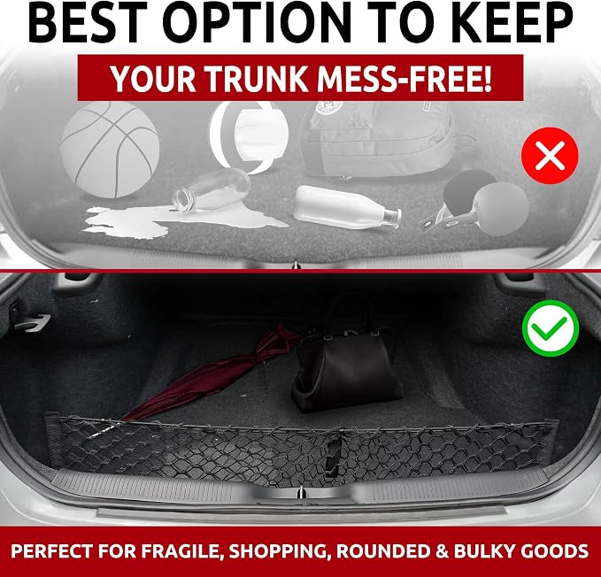 Envelope Style Trunk Mesh Cargo Net for Dodge Charger 2011-2024 - Car Accessories - Premium Trunk Organizers and Storage - Cargo Net for Sedan - Vehicle Carrier Organizer for Dodge Charger