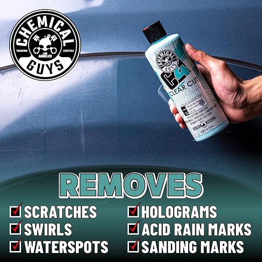 Chemical Guys, C4 Clear Cut Correction Compound for Paint Defects, 16 oz | Pro compound cuts swirls, holograms and scratches from clear coat, leaving a smooth, glossy, correction-ready finish