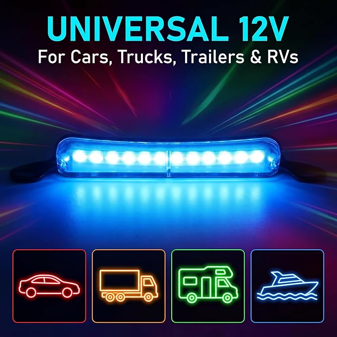 ANKIA Universal 12 LED License Plate Light Running Lamp Reverse Lights Tail Light Assembly for Car Trailer UTV ATV Truck RV Boat (Ice Blue Light)