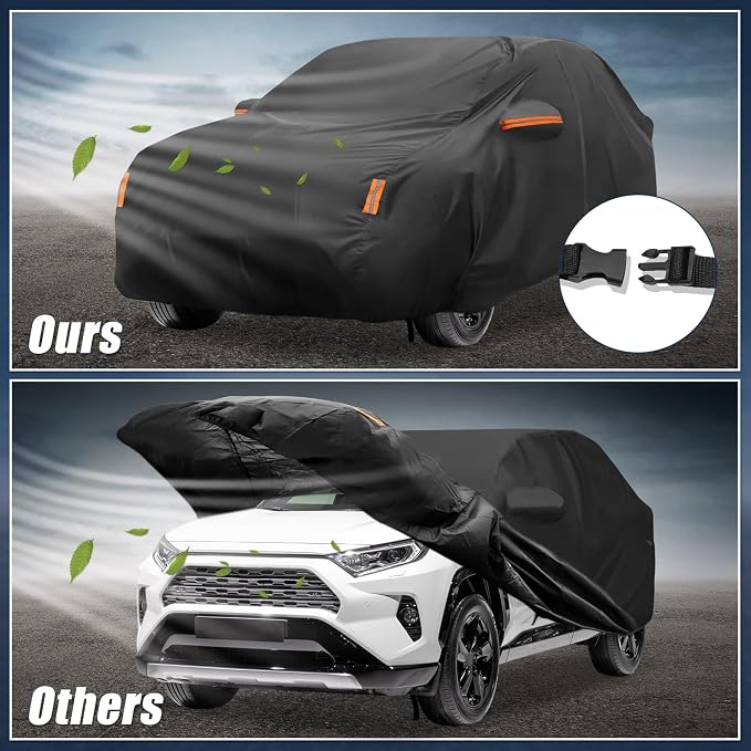 X AUTOHAUX Car Cover for Toyota RAV4 2012-2022 210D-PU Outdoor Full Car Cover All Weather with Door Zipper for Waterproof Windproof Sun Rain Snow Protection