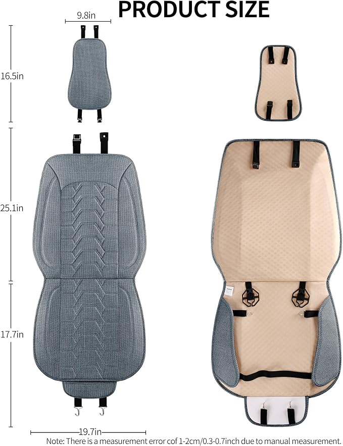 Linen Car Seat Covers Breathable Cloth Fabric Seat Protector Front Seat Covers Universal Fit for 95% Automotive, Car, Van, SUV, Trucks（Gray，2PCS）