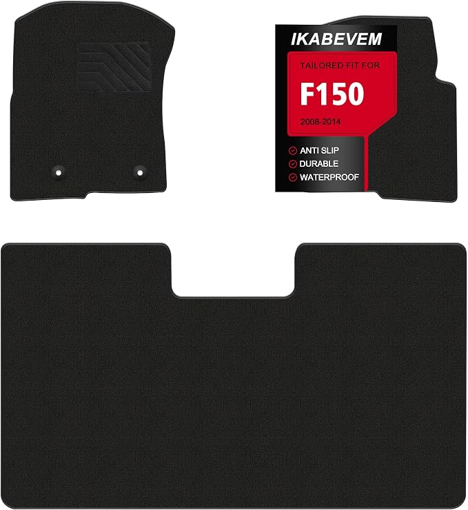 IKABEVEM Superior Carpet Floor Mats for 2008-2014 SuperCrew/Crew Cab, All-Weather Waterproof Anti-Slip
