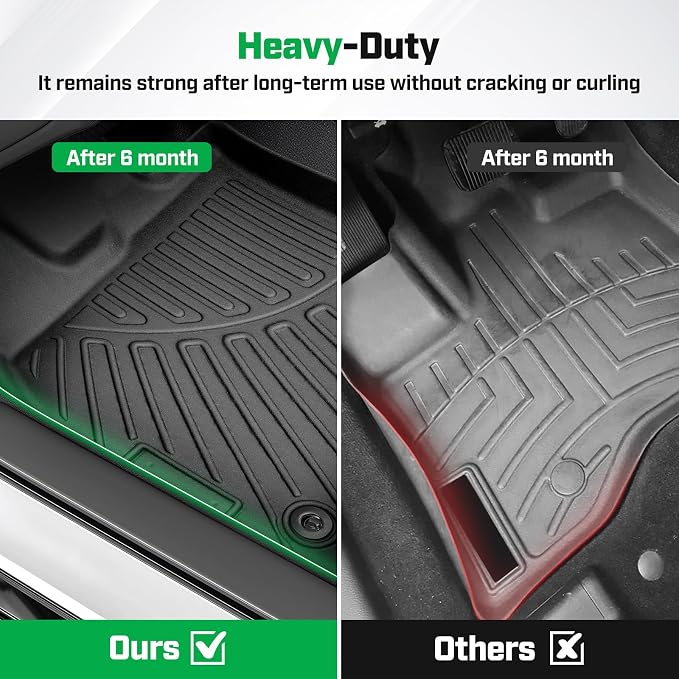 Cartist Floor Mats Fit for 2013-2018 Dodge Ram 1500/2500/3500 Crew Cab,2019-2024 for Dodge Ram 1500 Classic Crew Cab 4 Full Size Doors All Weather TPE Floor Liners for Ram Accessories 1st & 2nd Row