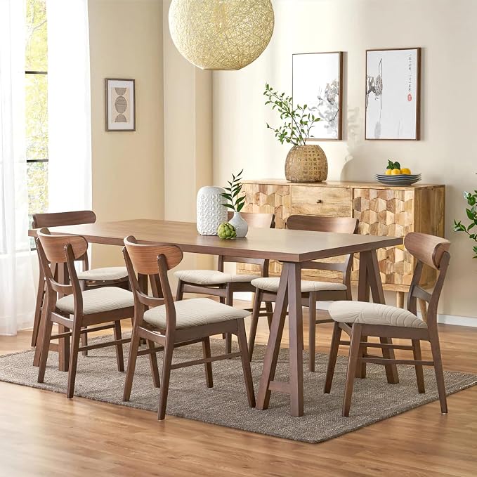 Fuloon Waterproof Chair Seat Covers 6 PCS, Stretch Cushion Covers Washable Dining Room Seat Slipcover Removable Kitchen Chair Protector (6, Cream)