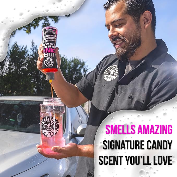 Chemical Guys Mr. Pink Super Suds Car Wash Soap Plus Chenille Premium Microfiber Wash Mitt Bundle, High Foaming Pink Shampoo And Scratch Free Mitt For Cars Trucks SUVs Daily Drivers, 128 Fl Oz