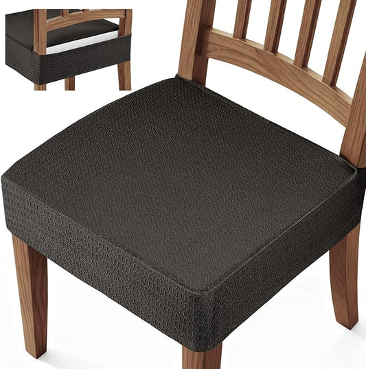 Songrey Waterproof Chair Covers for Dining Chairs, Set of 2, Black | No Rear Seat Covers for Dining Room , Chair Protector Slipcover, Stretch Removable Washable
