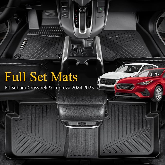 Floor Mats & Cargo Liner Backrest Mat for Subaru Crosstrek 2024 2025 2026 & Impreza 2024-2026 All Weather Liners Custom Fit Subaru Crosstrek 2024-2026 & Impreza Waterproof Durable Accessories