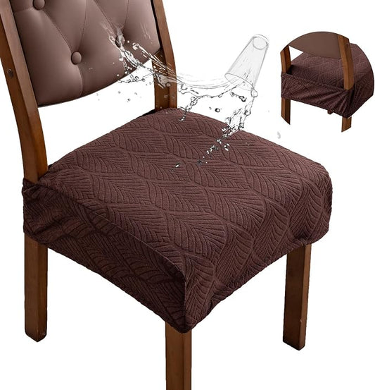 Removable Washable Dining Chair Seat Covers Set of 4,Stretch Jacquard Chair Seat Cushion Protector Slipcovers, Rear Covers