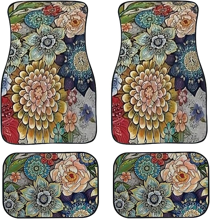 Car Floor Mats Non-Slip Automotive Floor Mats All-Weather Front Rear Car Floor Foot Mat Sets of 4 Pieces Foot Mats Rugs Carpet for Car Trucks SUV Sedans (NO.10)