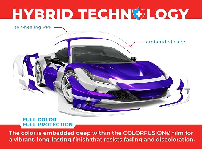 ColorFusion PPF by VViViD, Gloss Flip Purple Blast Dry Apply PPF Vinyl Car Wrap Roll 1ft x 5ft