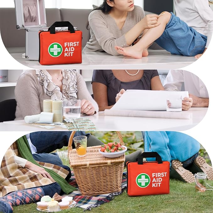 General Medi First Aid Kit, 250 Piece Small First Aid Kit - Includes Emergency Foil Blanket, Instant Cold Pack,Scissors for Travel, Home, Office, Vehicle, Camping, Workplace & Outdoor