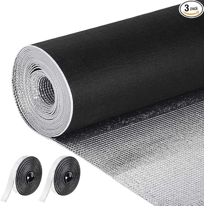 Frienda Rv Window Reflective Insulation Roll 23.6inchx20ft Double Aluminum Foil Heat Bubble Thermal Window Shade Door Cover Blackout for Garage Roof Travel Camper Skylight Shield