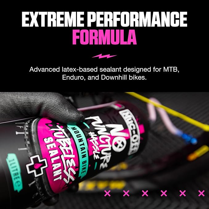 Muc-Off No Puncture Hassle Tubeless Sealant - Advanced Bicycle Tyre Sealant with UV Tracer Dye That Seals Tears and Holes Up to 6mm