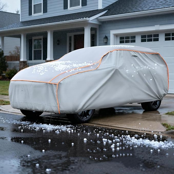 Heavy Duty Hail Protector Car Cover Fit for SUV-Length (190 Inch).Anti Hail Thickened Multi-Layered EVA Car Cover Waterproof Sun UV Rain Snow All Weather, Outdoor Protection Cover