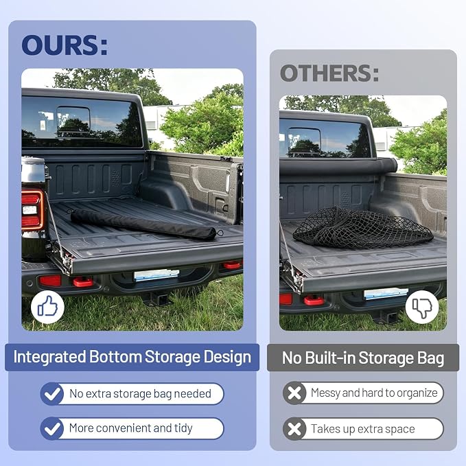 Cargo Net for Ford F150/F250/F350/F450 2015-2026, Nissan Titan 2016-2024 | Heavy Duty Truck Bed Organizer, Highly Elastic Tailgate Net with Carabiners, Weatherproof Mesh Cover with Attached Zipper Bag